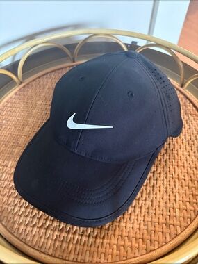 Nike Black Cap with White Swoosh Logo